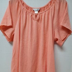 Christopher and Banks Orange Coral Textured Top Shirt XL NWOT